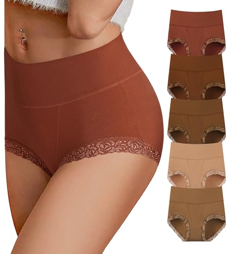 Image of Women's Cotton Underwear,Ladies Soft Stretch Tummy Control Comfy No Muffin Panties Boyshorts