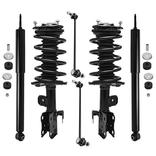 Image of Detroit Axle - Struts Shocks Kit for 2010-2015 Toyota Prius Front Struts w /Coil Spring Rear Shock Absorbers Front Sway Bar Links 2011 2012 2013 2014 Replacement Suspension