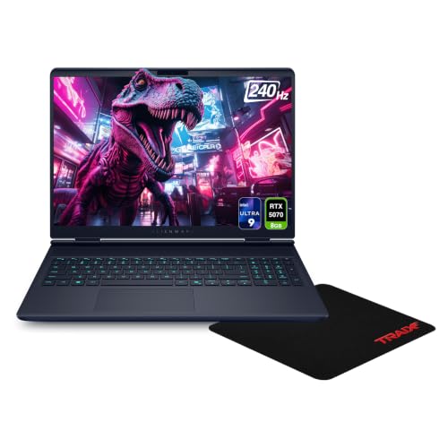 Image of Alienware 16X Aurora Gaming Laptop, Intel Ultra 9 290HX, 64 GB DDR5 RAM, 1 TB PCIe SSD, 16 inch 3K (2560x1600) 240Hz, NVIDIA G-Force RTX 5070, Backlit Keyboard, W11 Home, Blue + Traix Mousepad