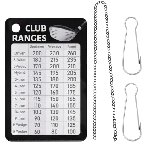 Golf Club Range Chart Card, Black Golf Distance Card for Seasoned Golfers Golf Quick Reference Yardage Card Golf Club Rules Card Golf Club Bag Accessories Golf Essentials Accessories for Men