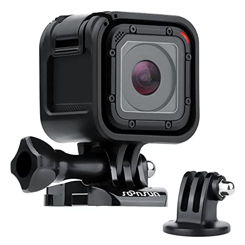 SOONSUN Carcasa de montaje en marco para cámaras GoPro Hero 5/4 Session (incluye soporte de liberación rápida, tornillo de pulgar y adaptador de trípode)
