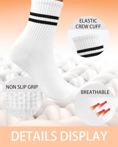 Image of Pilates Grip Socks for Women(6 pairs), Non Slip Yoga Socks with Grips for barre Ballet Barefoot Workout Athletic Socks(05-black /white /pink /dark gray /light purple /light green)