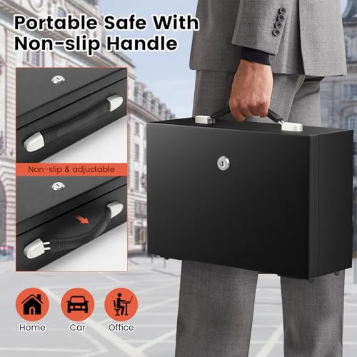 Coffre-fort portable 18L Mejasg avec clé pour documents A4