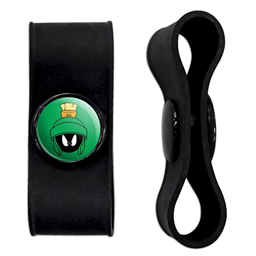 GRAPHICS & MORE Looney Tunes Marvin Face Headphone Earbud Cord Wrap - Charging Cable Manager - Wire Organizer Set of 2 - Black