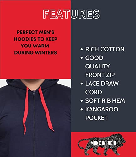 Image of Scott International Men's Solid Cotton Hoodies for Men, Trendy and Comfortable Sweatshirts for Men, Stylish Winter Wear with Hood and Pockets, Fashionable Hooded Sweatshirts
