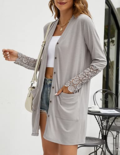 Women's Cardigan Sweater, Lightweight Cardigan Open Front Casual Long Sleeve Coat With Pockets For S-Xxl Graym #TOP3