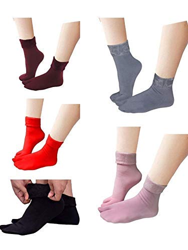 cluze Women's Winter Velvet Thermal Thumb Socks - Woollen Fur Socks For Girls - (Multiolor) (Pack of 5 Pairs) Free Size-picture-19