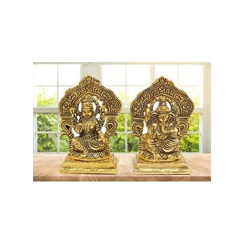 Sawcart Lakshmi Ganesh Metal Idol for Decoration Cover