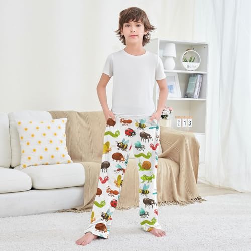 Caterpillar Bee Insect Boys Long Pants Soft Trousers Elastic Waist Kids Lounge Bottoms with Pockets S-XL 5