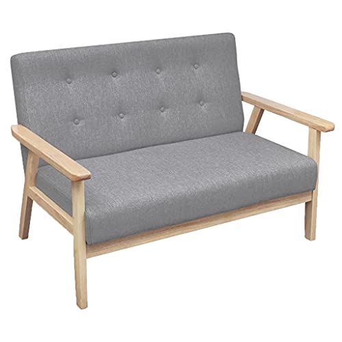 vidaXL Canapé à 2 Places Tissu Gris Clair Canapé de Salon Séjour Sofa Meuble