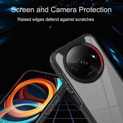 Image of SHINESTAR Ultra Slim Clear Back Cover for Redmi A3 / Redmi A3x / Poco C61 (4G), Transparent Hybrid Hard Shell Plastic & Soft Silicone Rubber Bumper, Non-Yellow Acrylic Protective Cover - Black