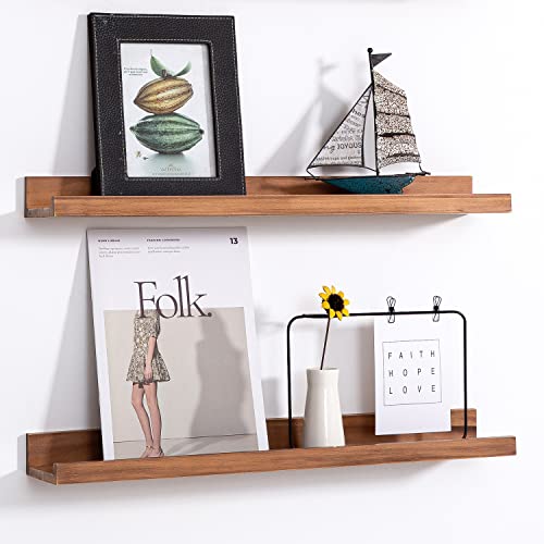 AZSKY Floating Nursery Book Shelves Light Fair Pale Walnut Rustic