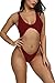 Viottiset Women's High Cut Out Backless Thong Bikini Swimsuit Red X-Large