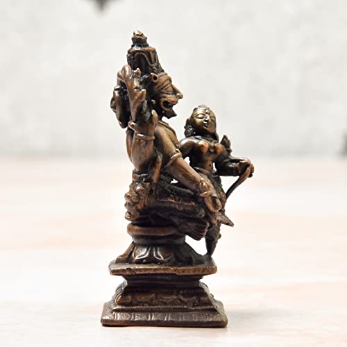 Image of Bhimonee Decor Handmade Copper Lakshmi Narasimha Idol | 2.9 Inch | Patina Antique Finish Pack of 1 Piece
