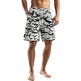 domirica Shorts for Men Casual Loose Summer Fashion Boho Bat Print Quick Dry Gym Pants Breathable Comfy Elastic Waist Drawstring Running Workout Beach Shorts Graphic Streetwear with Pockets,XL