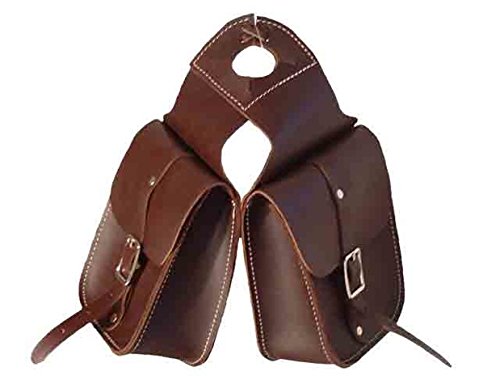 HUMAYL SADDLERY Horse Saddle Bag Cowhide Genuine Leather Western Equestrian Trail Simple Pack Equipment Horse Saddle Bags Size: 10” L x 10” W x 3 ½” D inches, BAG78