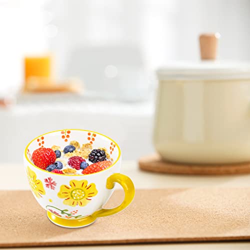 Youeon Set Of 4 Coffee Mug Set, 15 Oz Large Ceramic Coffee Mugs, Floral Coffee Mugs, Tea Mugs, Flower Mugs, Ceramic Mug Set Perfect For Coffee, Latte, Cappuccino, Tea, Cocoa, Cereal, Hot Chocolate #TOP4