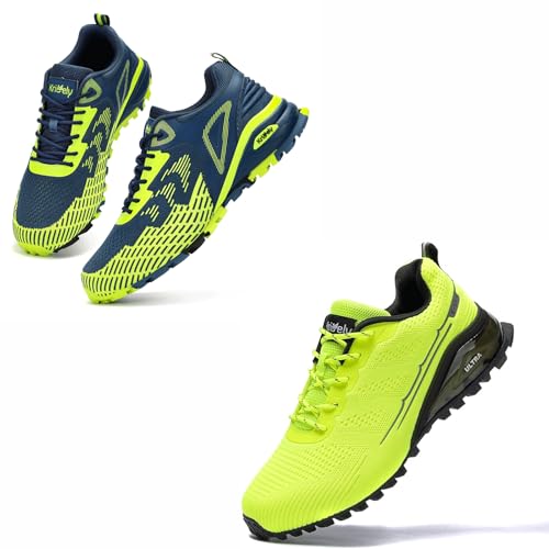 Kricely Trail Running Shoes Men for Hiking Trekking Breathable Cross Training Tennis Fashion Sneakers Lightweight Workout Footwear Outdoor Gym Jogging