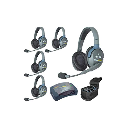 Eartec HUB5D Hub Mini Duplex Base 5-Person System, Includes 5x UltraLITE Double Headset