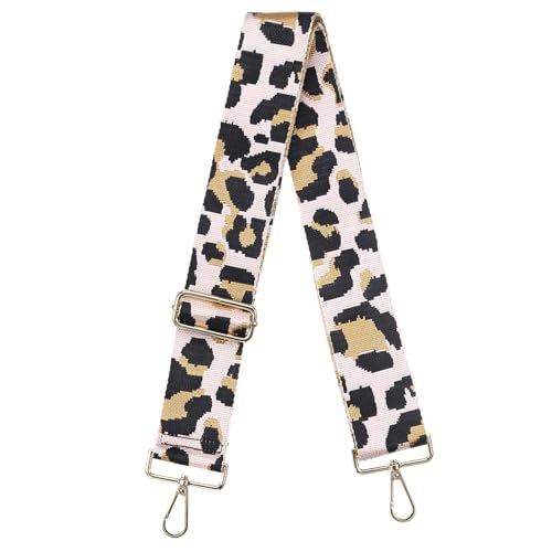 Image of uxcell Purse Strap Replacement, 31-51inch Adjustable Polyester Leopard 2inch Wide Crossbody Shoulder Strap for Handbag Guitar(Pink, Gold Buckle)