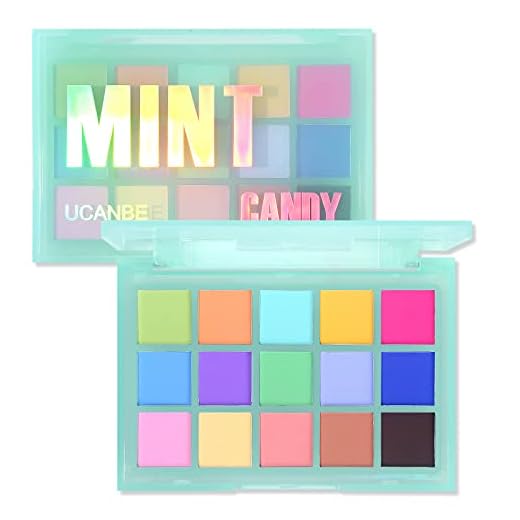 UCANBE Colorful Matte Makeup Eyeshadow Palette, 15 Shades Vibrant MACARON Pastel Eye Shadow Pallet, High Pigmented Blendable Rainbow Make Up Plattet Kit - Mint Candy