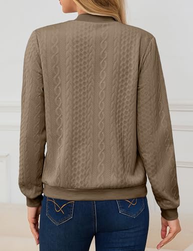 Image of Womens Full Zip Up Cardigan Sweater Casual Solid Long Sleeve Sweatshirt Coat with Pocket