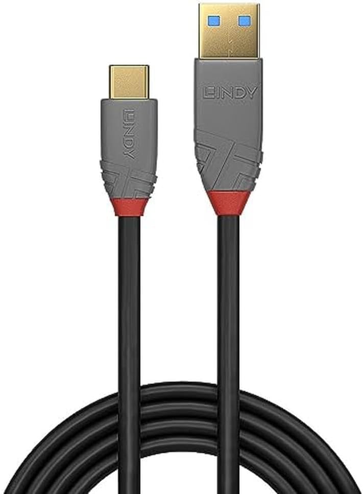 LINDY 1m USB 3.2 Type A to C Cable, 10Gbps, 5A, PD, Anthra Line