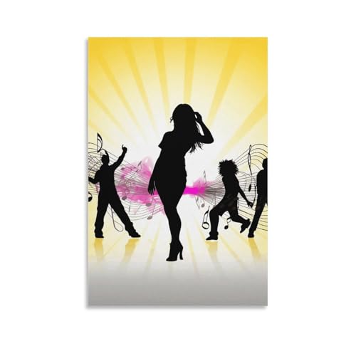 Peinture sur toile salon décoration murale silhouette musique