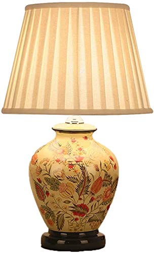 MopoqLarge Oriental Ceramic Table Lamp, Living Room Study Bedside Lamp