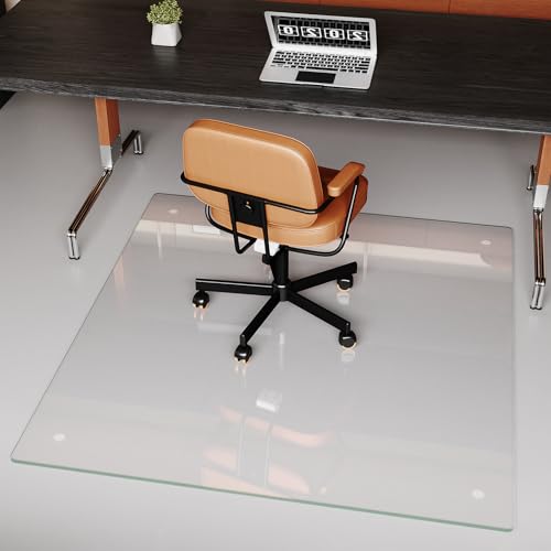 Image of [Tempered Glass] 42 inch x 48 inch Glass Office Chair Mat for Carpet