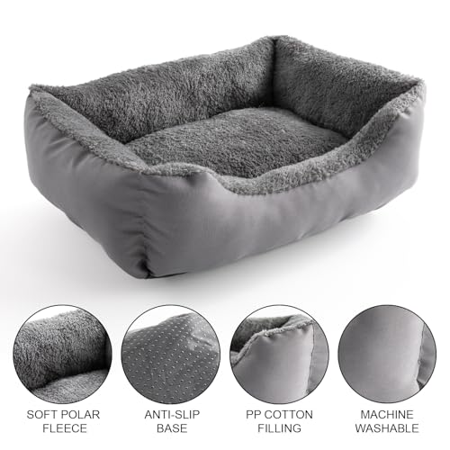 Daniel James Cat & Dog Bed - Washable Fleece Pet Cat Dog Sofa Bed with Non-Slip Base - Soft Cosy Mattress Cushion for Small, Medium, Large Pets - Extra Small, Grey - Image 4