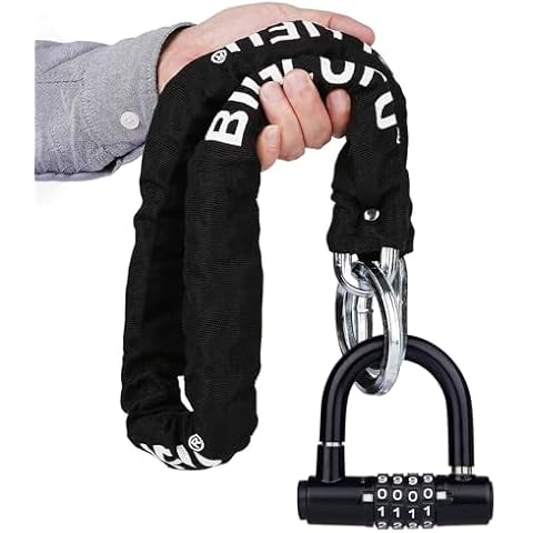 BIGLUFU Motorcycle Lock Chain Locks, 120cm/4ft Heavy Duty Long Bike Chain Lock Cut Proof 12mm Thick Chains for Motorcycles, Motorbike, Bike, Generator, Gates, Bicycle, Scooter Cover