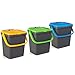 ECP20 - Juego de 3 cubos de basura cerrados EcoPlus para reciclaje ecológico, 20 litros