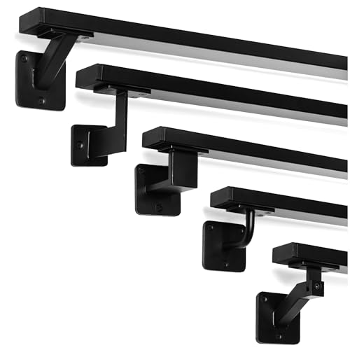 Natural Goods Berlin Handlauf Set OBLONG Metall schwarz / 3x Stück Handlaufhalter SLANT & 200cm Treppengeländer/rostfreier, pulverbeschichteter Treppenhandlauf/Handlauf Treppe Innen & Außen