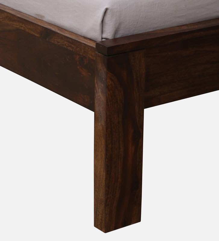Image of Solid Sheesham Wood Urban Single Bed Without Storage | Wooden Single Bed Cot Palang Furniture for Bedroom Living Room Home and Hotel (Provincial Teak Finish)