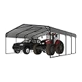 Yardenaler 20x20 FT Heavy-Duty Carport with Metal Roof, Metal Car Port Canopy, Garage Car Shelter Shade for Outdoor, Car, Truck, Gray