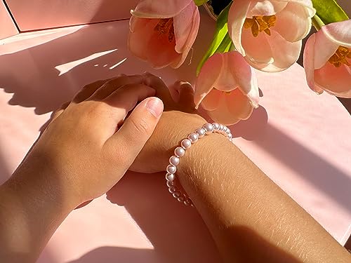 Image of Baby Crystals Sterling Silver Pink Pearl Bracelet for Baby Girls I Newborn, Infant Baby Girl Gifts, Toddler, Teen, Mommy I Birthday Gift I Children's Jewelry I Womens Bracelets for Girls