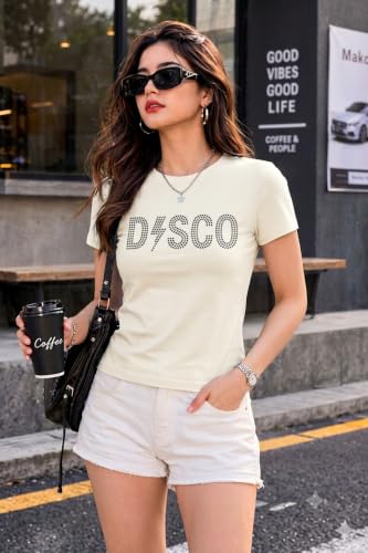 Image of Preneum Women's Graphic Printed T-Shirt, Round Neck Half Sleeve Casual Slim Fit Cotton Blend Tee, College, Office & Travel