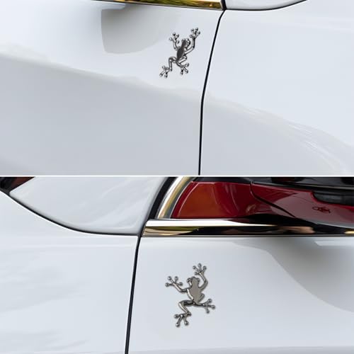 Image of 3D Metal Chrome Frog Car Emblem, Highly Distinctive car Decals, Car Decal Sticker Side Rear Trunk Decoration Accessories, Unisex Frog Auto Parts