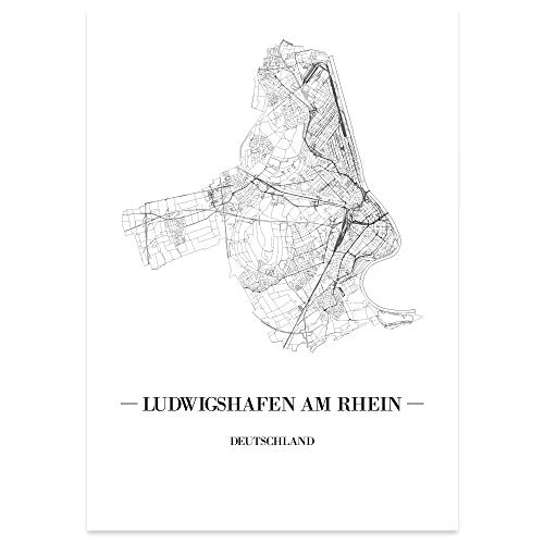 JUNIWORDS Stadtposter - Wähle Deine Stadt - Ludwigshafen am Rhein - 60 x 90 cm Poster - Schrift A - Weiß