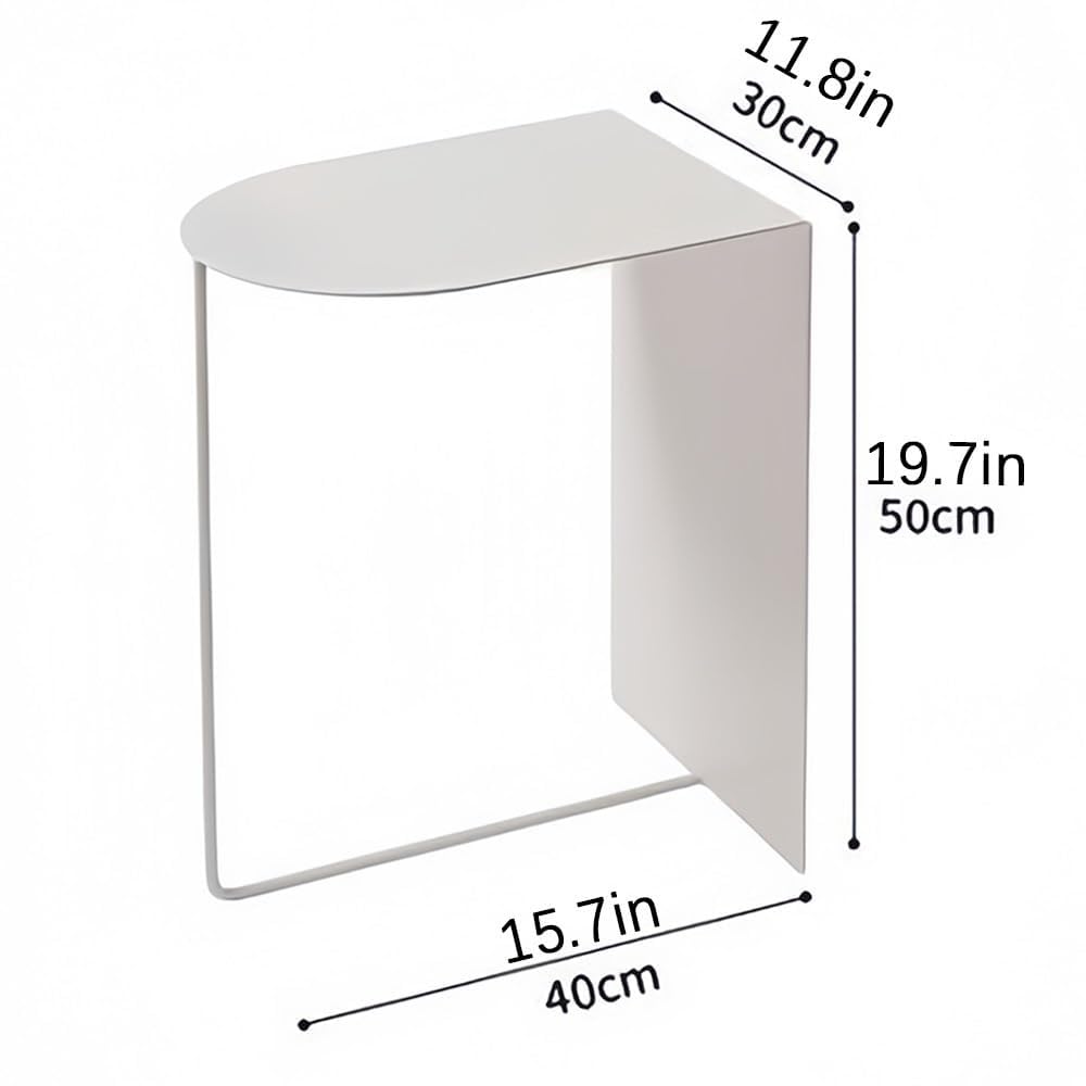 Creative Corner Table Metal Mini Nightstand Decorative Sofa Side Table for Small Spaces Living Room Guest Room Heavy Duty(White)