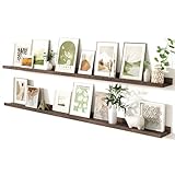 Fun Memories Long Floating Shelves for Wall 72 Inch, Natural Wood Long Picture Shelves Photo Shelf with Ledge Set of 2, Rustic Floating Shelf with Lip for Home Storage