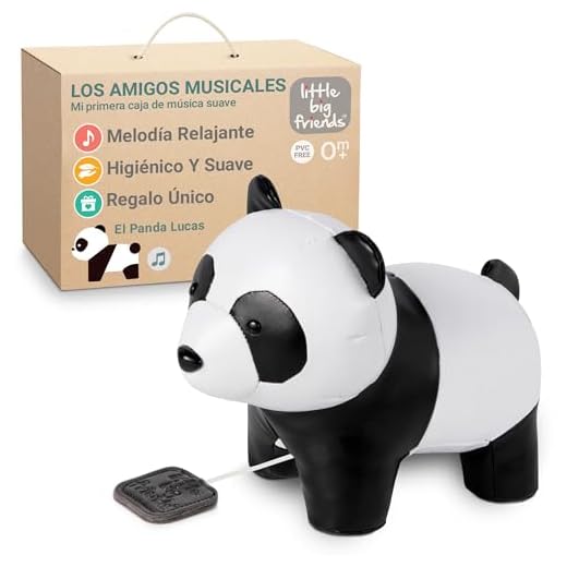Little Big Friends Animales Musicales Caja de música para bebé | Peluche de Animal Musical | Fácil de Limpiar | Tejido Suave | El Panda Lucas