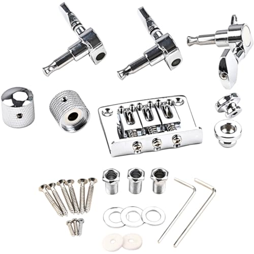 LIFKOME 1Set Stringed Guitar Bridge Accessories with Tuning Pegs Control Knobs Strap Locks Durable High Grade for Acoustic and Electric Guitars Lightweight Portable