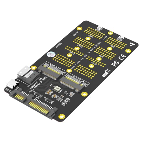 Sintech 2in1 Combo M.2 NVMe SSD to SFF-8654 SlimSAS 4i(PCIe),Or M.2 NGFF SATA SSD to SATA Adapter Card (Need USB C Power for Slim SAS 4i)