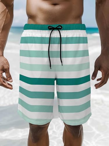Men's Swim Trunks Water Color Striped Farmhouse Quick Dry Beach Pants Swimsuits Bathing Suits for Men2