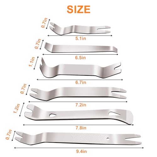 Image of 6pcs Metal Trim Removal Tool, Auto Pry Tool Kit Trim Removal Tool Set for Vehicle Door Panel (Silver)