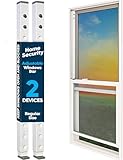 Adjustable Window Security Bar, Sliding Door Safety Lock, Sliding Glass Door Security Bar & Child Safety Lock, Works Great with Window Alarms for Home Protection – Regular – (2 Devices)