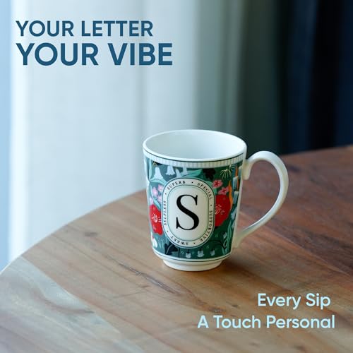 Image of Shay Alphabet Mug, 1 Pc, S, 300ml | Ceramic Mug |Glossy Finish | Ceramic Coffee Cup | Porcelain | Microwave Safe (Alphabet Mug - S)