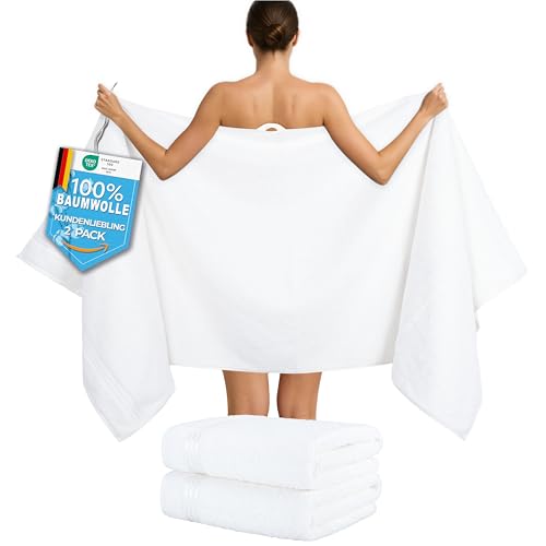 Hammetex Lot de 2 Très Grandes Serviettes de Bain et Sauna 80x200 cm, 100% Coton 500 GSM, Absorbantes, Séchage Rapide, Certifiées Oeko-TEX, Serviettes de Spa et de...